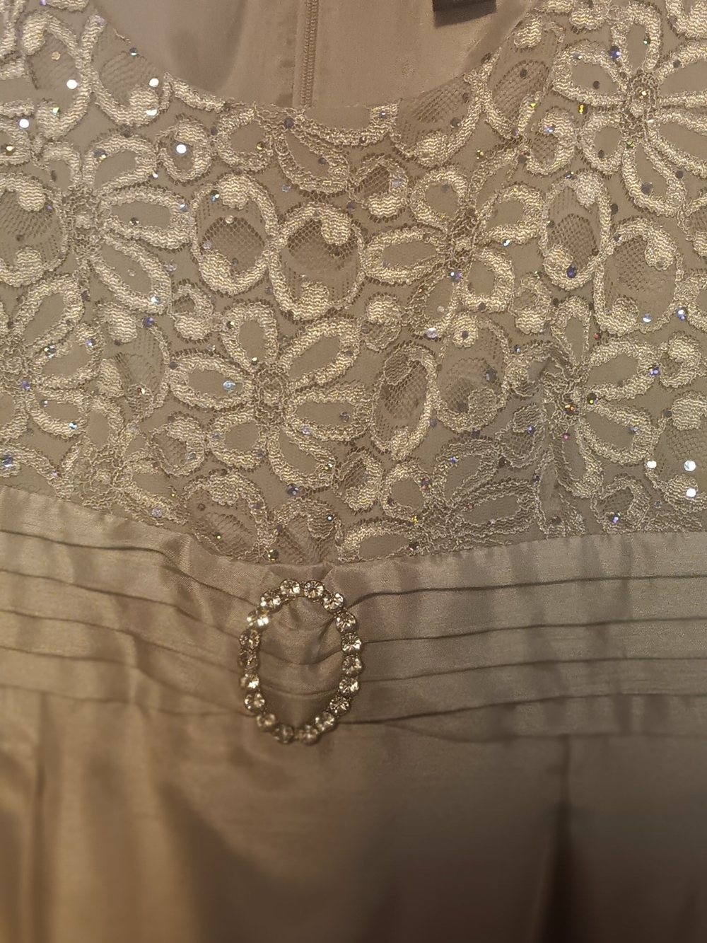 David’s Bridal Lace & Shantung Jacket Dress Mother of the Bride Formal Champagne - Picture 5 of 7